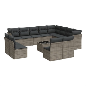 Afuera Living Contemporary 13 Piece Poly Rattan Sofa Set in Gray