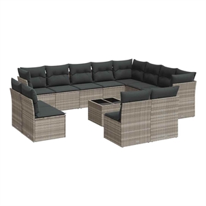 Afuera Living Contemporary Poly Rattan Small Sofa Set in Gray