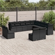 Afuera Living Contemporary 13 Piece Poly Rattan Sofa Set in Black