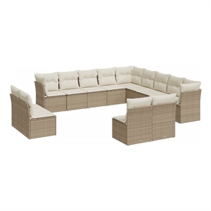 Afuera Living 13 Piece Poly Rattan Large Sofa Set in Cream/Beige