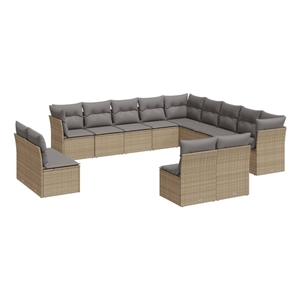 Afuera Living Contemporary 13 Piece Steel Sofa Set in Gray/Beige
