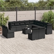 Afuera Living Contemporary 14 Piece Poly Rattan Small Sofa Set in Black