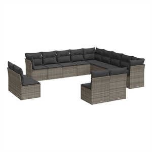 Afuera Living Contemporary Poly Rattan Large Sofa Set in Gray