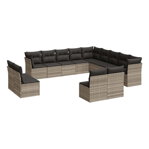 Afuera Living Contemporary Synthetic Poly Rattan  Sofa Set in Gray