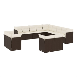 Afuera Living Contemporary 13 Piece Steel Sofa Set in Brown/Cream