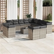 Afuera Living Contemporary 14 Piece Poly Rattan Sofa Set in Gray