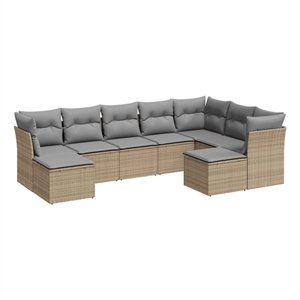 Afuera Living Contemporary 9 Piece Steel Sofa Set in Gray/Beige