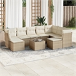 Afuera Living Contemporary Poly Rattan Large Sofa Set in Cream/Beige
