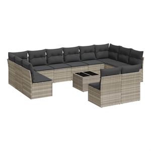 Afuera Living Contemporary 13 Piece Poly Rattan Sofa Set in Gray