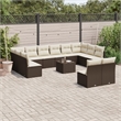 Afuera Living Contemporary Synthetic Poly Rattan 13 Piece Sofa Set in Brown