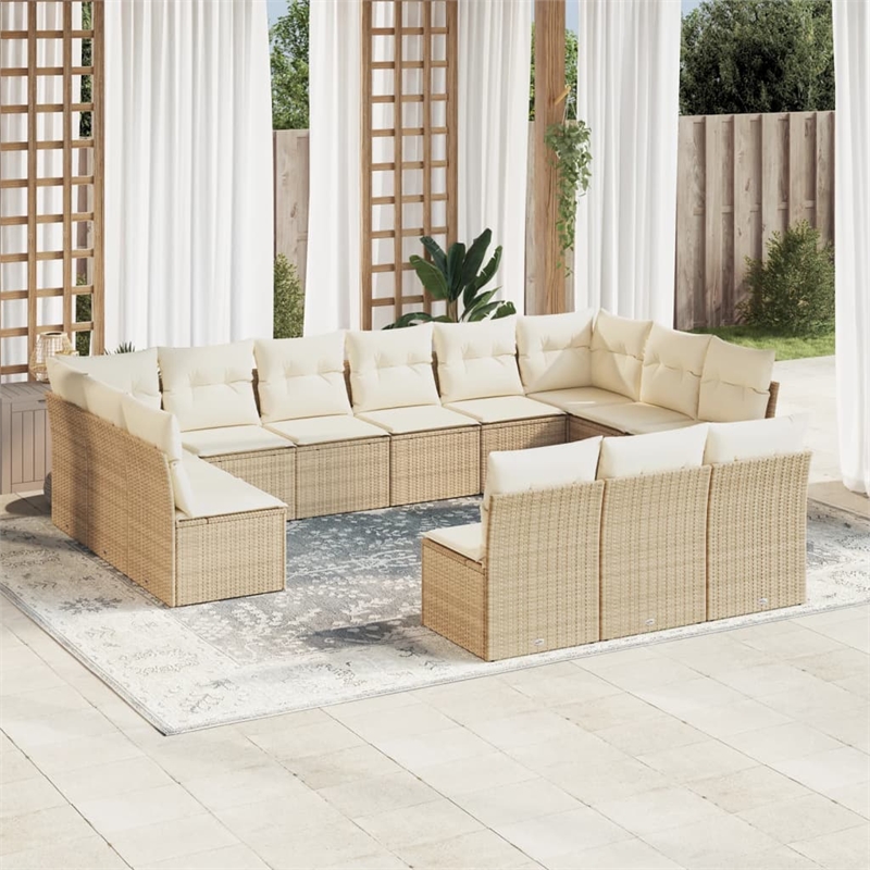 Afuera Living Contemporary Synthetic Poly Rattan  Sofa Set in Cream/Beige