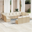 Afuera Living Contemporary Synthetic Poly Rattan  Sofa Set in Cream/Beige