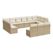Afuera Living Contemporary Synthetic Poly Rattan  Sofa Set in Cream/Beige