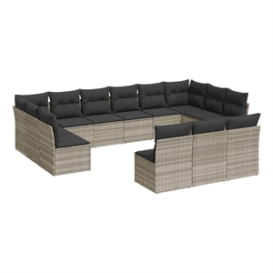Afuera Living Contemporary 13 Piece Poly Rattan Large Sofa Set in Gray