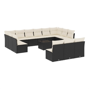 Afuera Living Contemporary 14 Piece Steel Sofa Set in Black/Cream