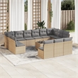 Afuera Living Contemporary 14 Piece Poly Rattan Sofa Set in Gray/Beige