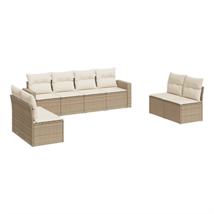 Afuera Living Contemporary 8 Piece Steel Sofa Set in Cream/Beige
