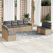 Afuera Living Contemporary 8 Piece Poly Rattan Sofa Set in Gray/Beige