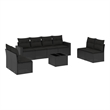 Afuera Living Contemporary 9 Piece Poly Rattan Sofa Set in Black