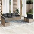 Afuera Living Contemporary Synthetic Poly Rattan 9 Piece Sofa Set in Gray