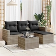 Afuera Living Contemporary Durable Rattan 5 Piece Sofa Set in Gray