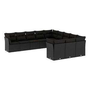 Afuera Living Contemporary Poly Rattan Large Sofa Set in Black