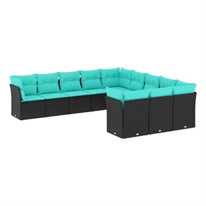Afuera Living Contemporary 11 Piece Steel Patio Sofa Set in Black/Blue