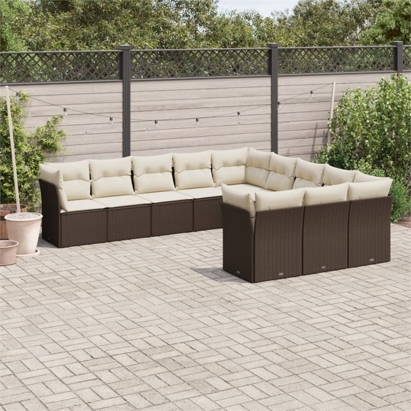 Afuera Living Contemporary Poly Rattan Sofa Set in Brown/Cream