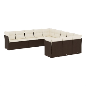 Afuera Living Contemporary Poly Rattan Sofa Set in Brown/Cream