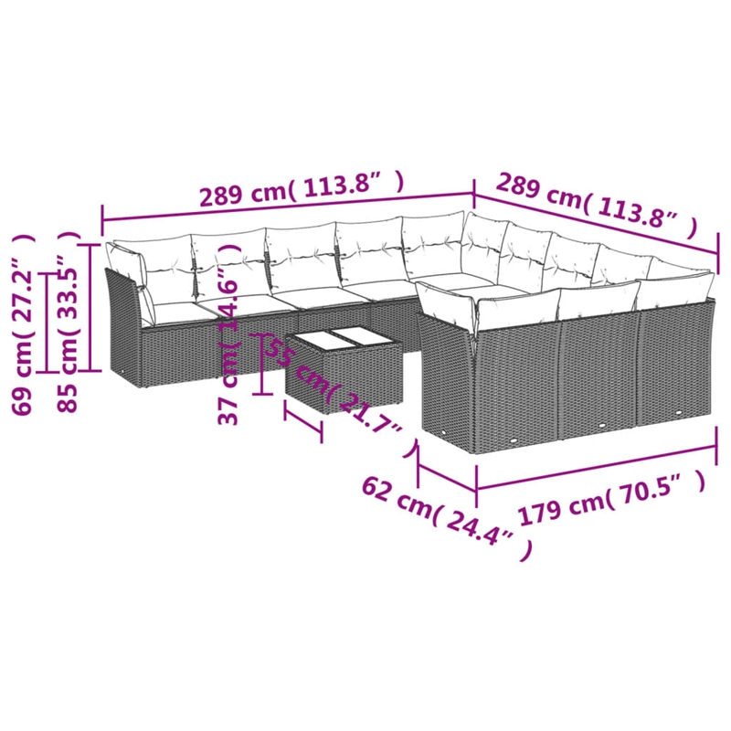 Afuera Living Contemporary Poly Rattan Sofa Set in Black/Cream