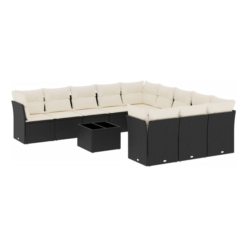Afuera Living Contemporary Poly Rattan Sofa Set in Black/Cream