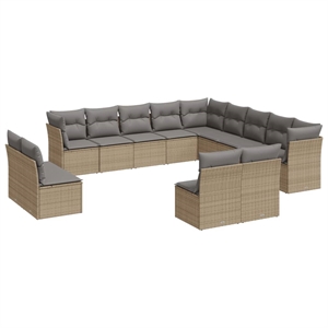 Afuera Living Contemporary Durable Rattan Sofa Set in Gray/Beige