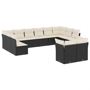 Afuera Living Contemporary Synthetic Poly Rattan Small Sofa Set in Black