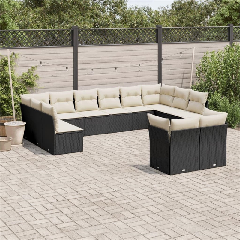 Afuera Living Contemporary Synthetic Poly Rattan Small Sofa Set in Black