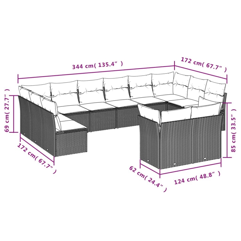 Afuera Living Contemporary Synthetic Poly Rattan Small Sofa Set in Black