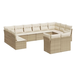 Afuera Living Contemporary 12 Piece Steel Sofa Set in Cream/Beige