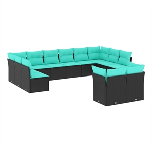 Afuera Living Contemporary 12 Piece Poly Rattan Patio Sofa Set