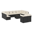 Afuera Living Contemporary 13 Piece Poly Rattan Sofa Set in Black/Cream
