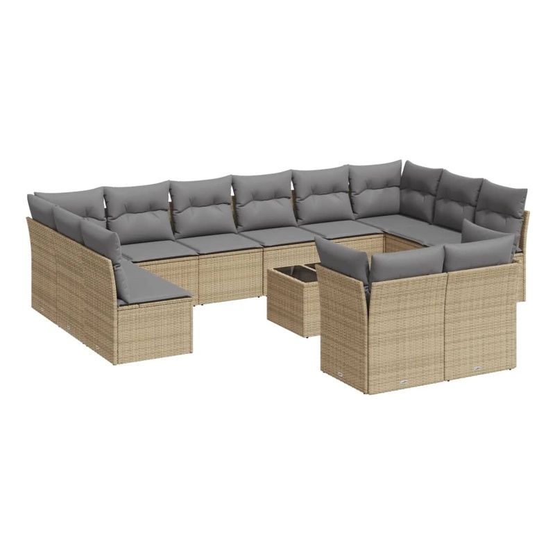 Afuera Living Contemporary 13 Piece Poly Rattan Sofa Set in Beige
