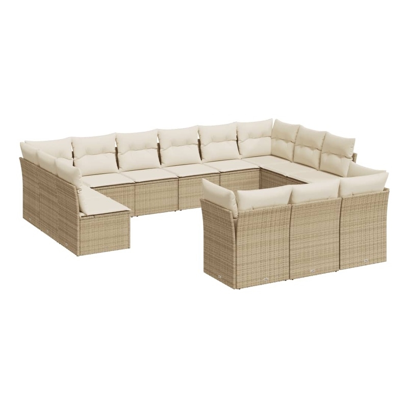 Afuera Living Contemporary 13 Piece Poly Rattan Sofa Set in Beige
