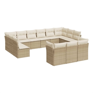 Afuera Living Contemporary 13 Piece Poly Rattan Sofa Set in Beige