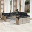 Afuera Living Contemporary 13 Piece Poly Rattan Sofa Set in Gray