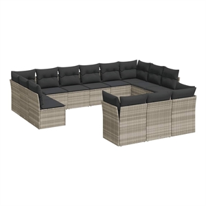 Afuera Living Contemporary 13 Piece Poly Rattan Sofa Set in Gray