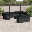 Afuera Living Contemporary 14 Piece Poly Rattan Sofa Set in Black
