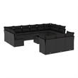 Afuera Living Contemporary 14 Piece Poly Rattan Sofa Set in Black