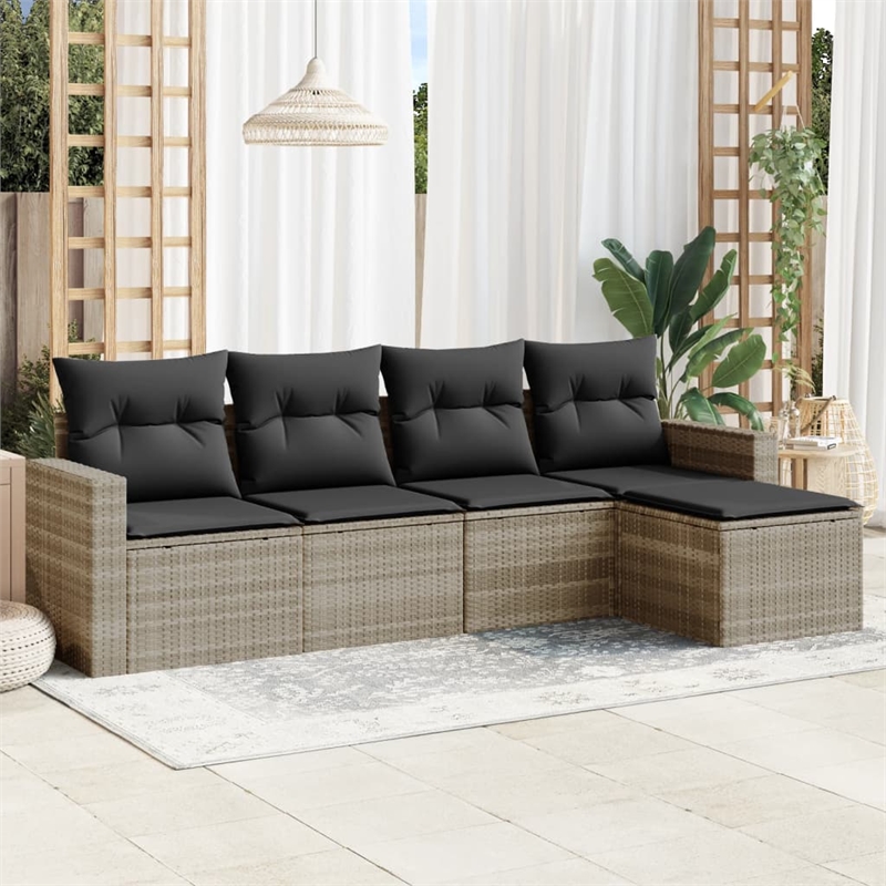 Afuera Living Contemporary Synthetic Poly Rattan  Sofa Set in Gray