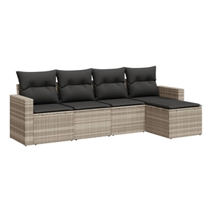 Afuera Living Contemporary Synthetic Poly Rattan  Sofa Set in Gray