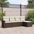 Afuera Living Contemporary 5 Piece Poly Rattan Sofa Set in Brown/Cream