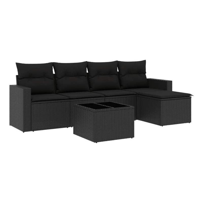 Afuera Living Contemporary Synthetic Poly Rattan Sofa Set in Black