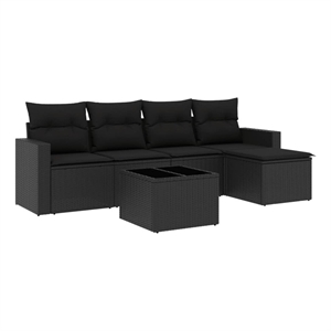 Afuera Living Contemporary Synthetic Poly Rattan Sofa Set in Black